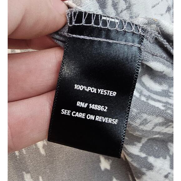 Torrid 00 M / L grey white tie-dye boho peasant blouse career casual tunic light - Picture 4 of 8